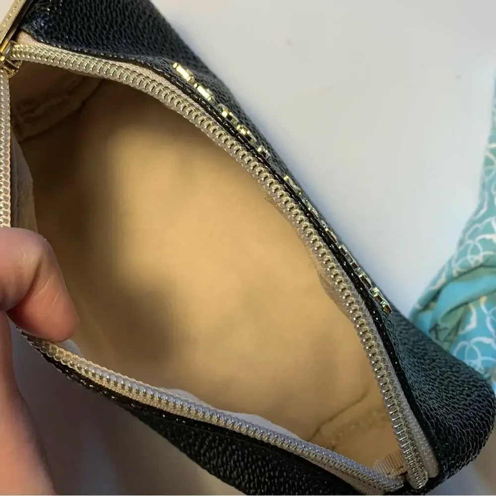 Kendra Scott Travel Case / Cosmetic Bag in Sting Ray Black Pebbled Leather